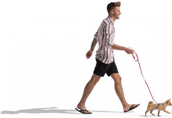 Man With Dog On A Leash