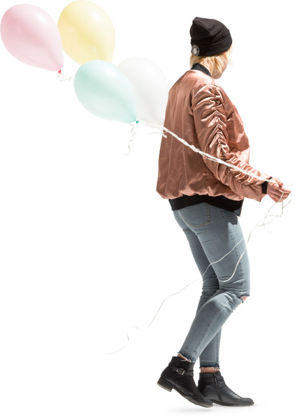 Walking girl with balloons image