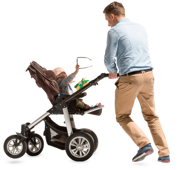 Father drives the cart quickly image