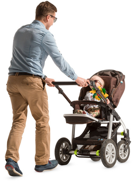 Dad with kid on stroller image
