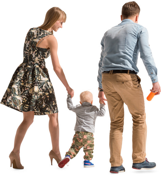 Walking family in sunlight image