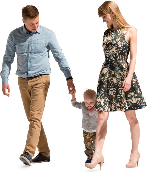 Walking casual family image