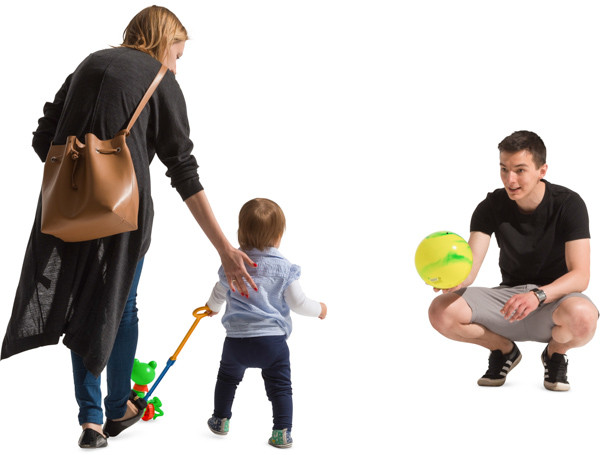 Mom and dad playing with baby image