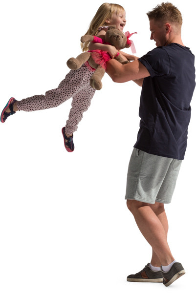 Father tosses laughing daughter image