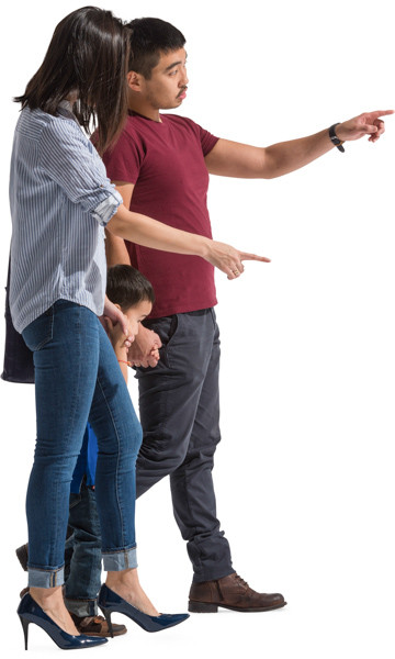 Walking family pointing something image