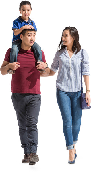 Mom and dad on walk with son image