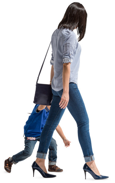 Walking mother with son image