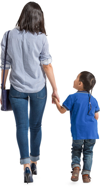 Walking mom and son image