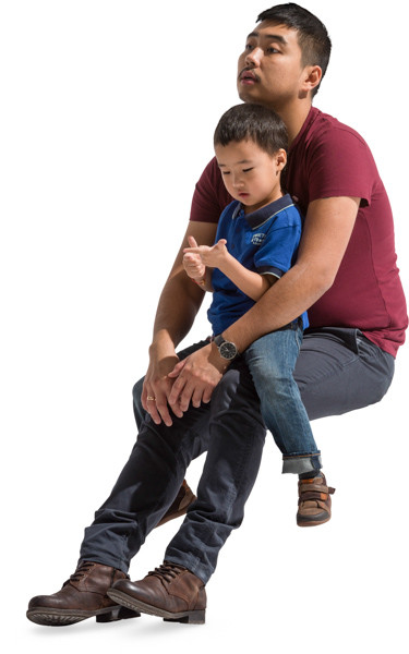 Dad and son sitting image