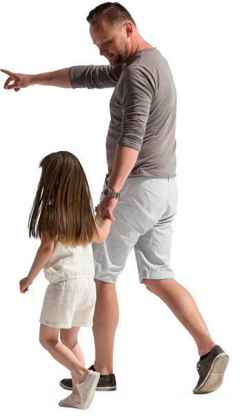 Dad walking with daughter image