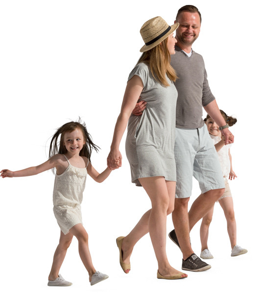 Happy four people family image