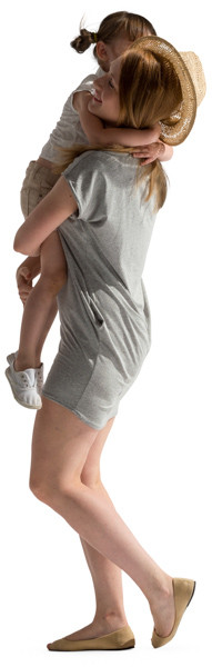 Mother in dress taking a daughter image