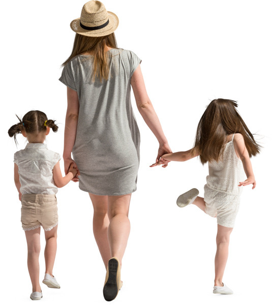 Amused girls with mom image