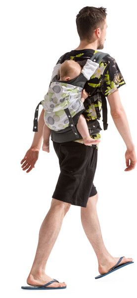 Walking father with child on back image