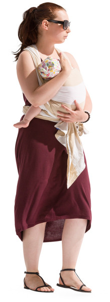 Mother in dress walking image
