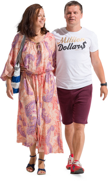 Walking couple in summer clothes image