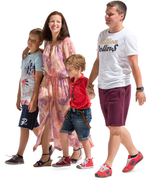 Walking happy four persons image