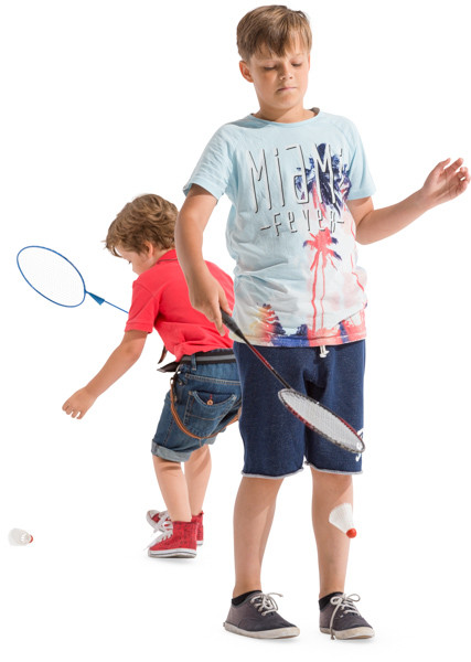 Brothers are playing paddles image