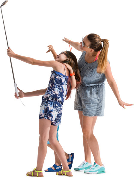 Mother and kids taking a selfie image