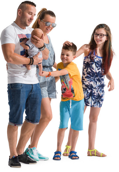 Family with small baby on walk image