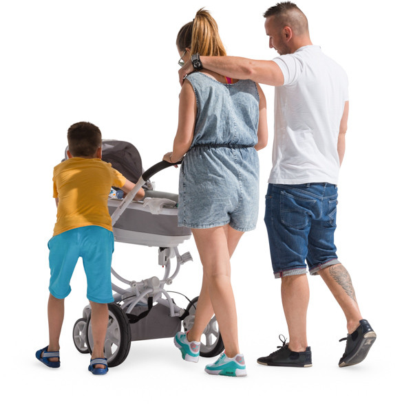 Family walking with son and baby image