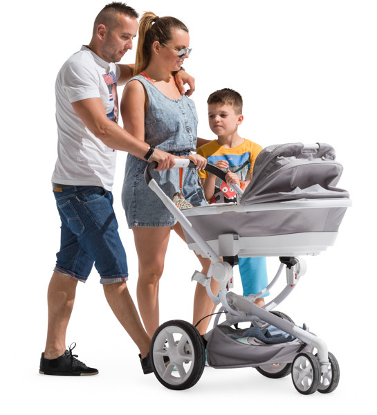 Family on walk with stroller image