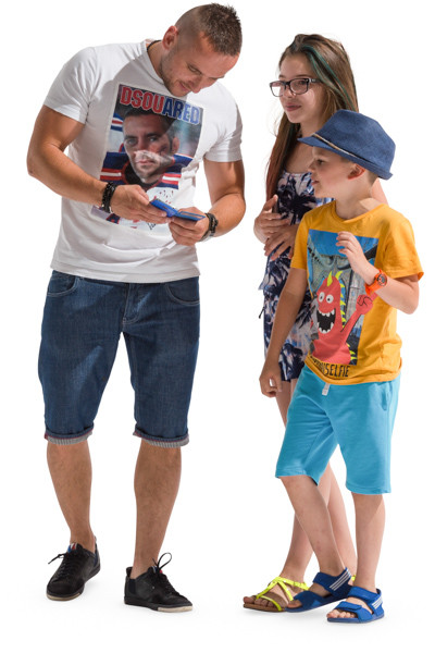 Standing father with his kids image