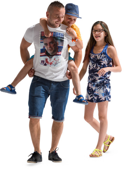 Father with two kids image