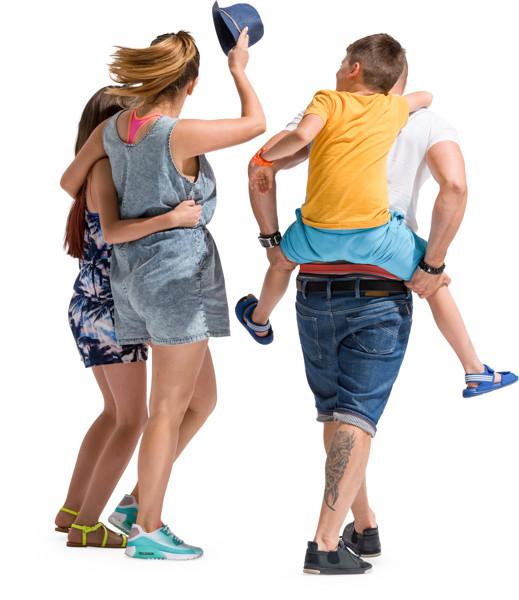 Father with son and mother with daugter walking image