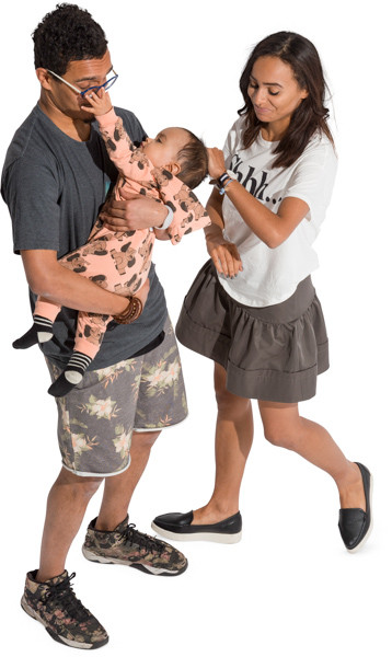 Standing family with child image