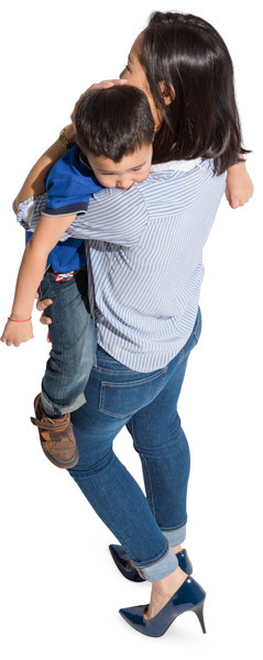 Mother with son on hands image