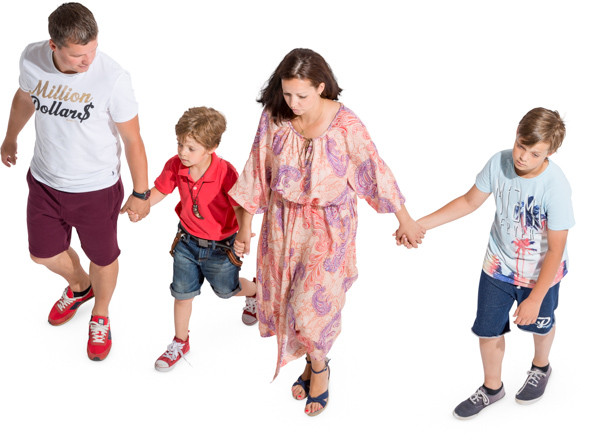 Walking a family of four image