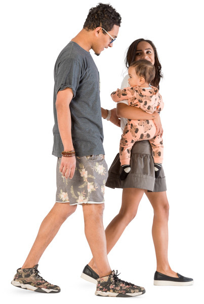 Walking young parents with child image