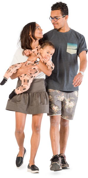 Black couple with child on hands image