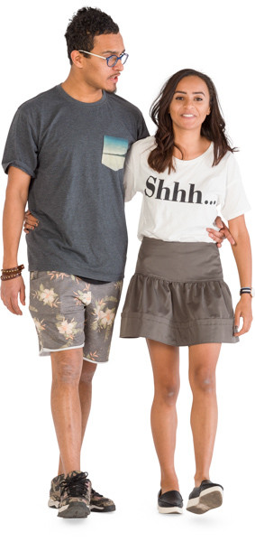 Walking young black couple image
