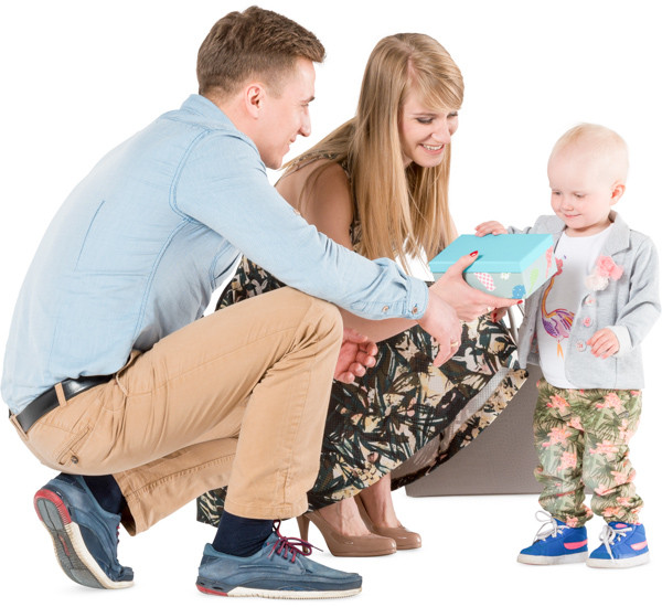 Parents show their child a new toy image
