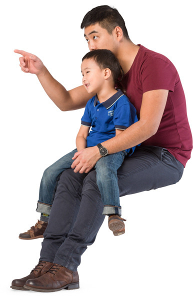 Sitting father with son image