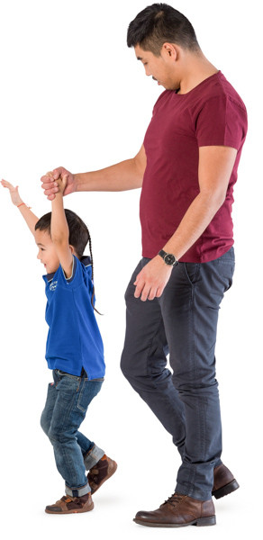 Happy boy with his father image