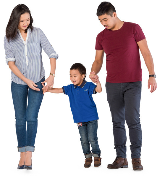 Walking family with boy image