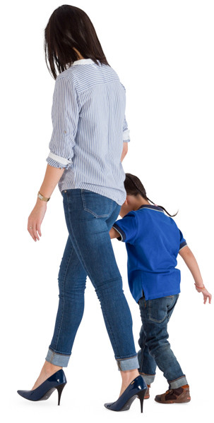 Walking woman with son image