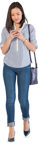 Walking asian woman image