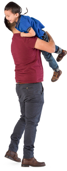 Happy boy with his father image