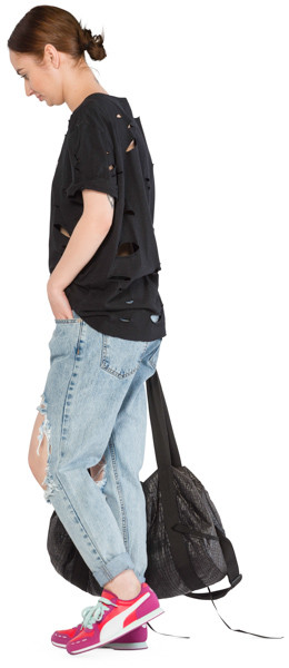 Girl with bag walking image