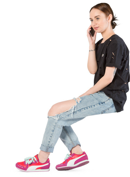 Sitting teenager with phone image