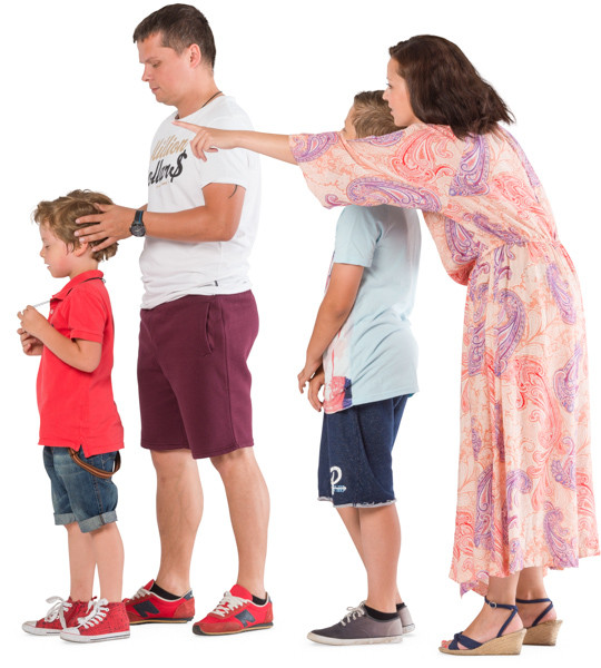 Mother shows something to the rest of the family image