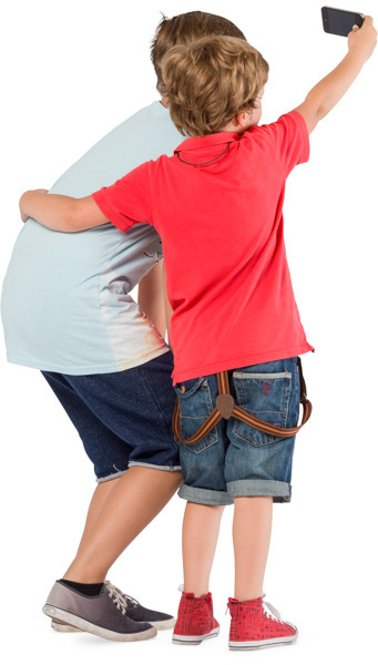 Two brothers taking a photo image