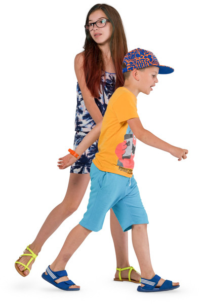 Sister nad brother walking image