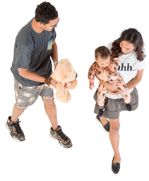 Parents with children and big plush image