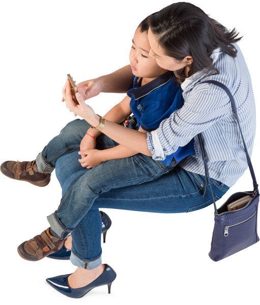 Sitting mother with son image
