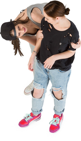 Happy young sisters image